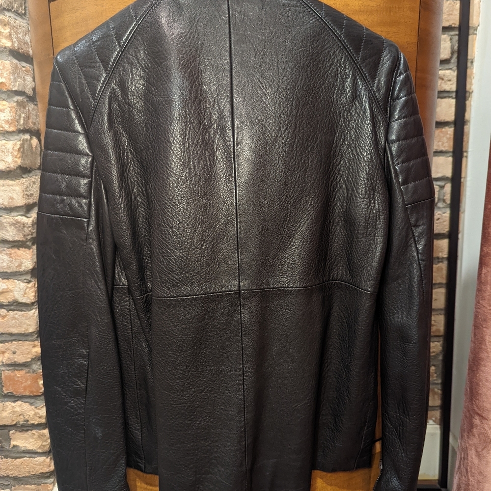 Haider Ackermann tumbled lamb skin leather biker jacket with asymmetric lapel. 0 - Picture 2 of 12